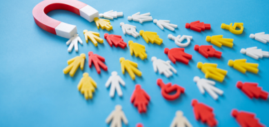 little metal people being drawn towards a magnet