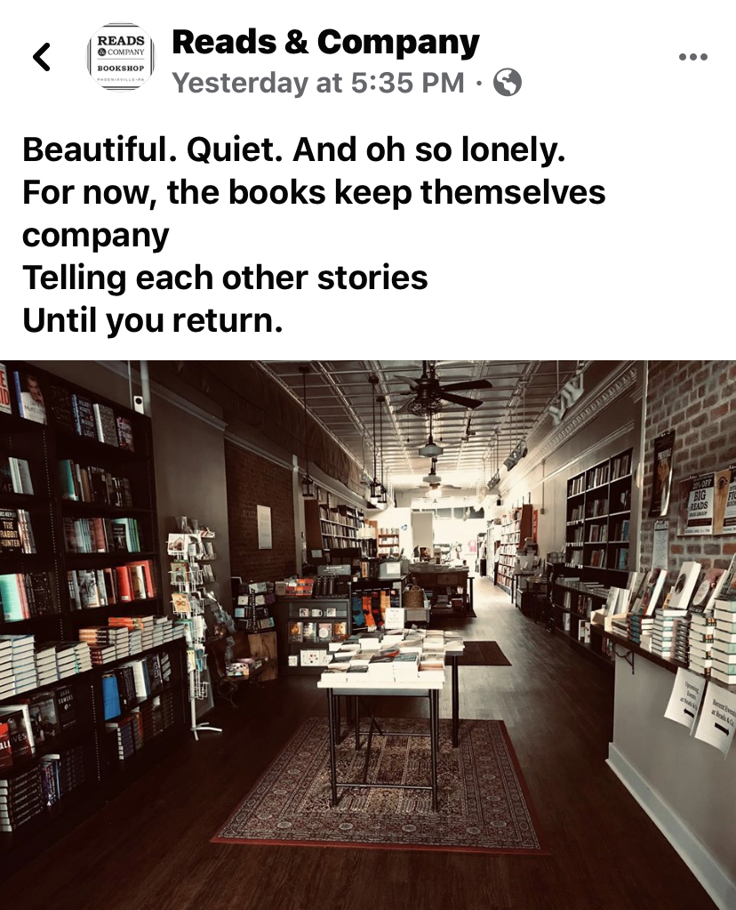 Reads & Company bookstore image "the books keep themselves company, telling each other stories until you return"