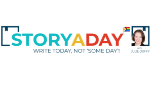 StoryADay Logo with extended Pride flag