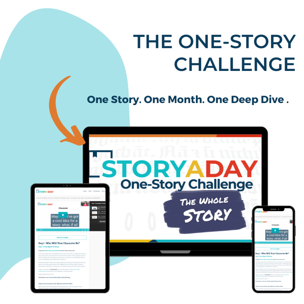 One Story Challenge 2026-09 TWS mockup showing the challenge on desktop, tablet and ipad.