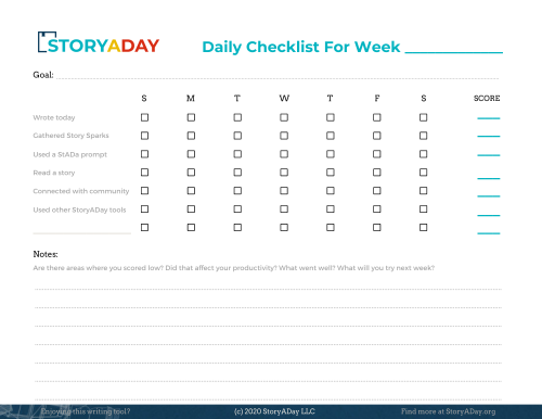 StoryADay Weekly Checklist
